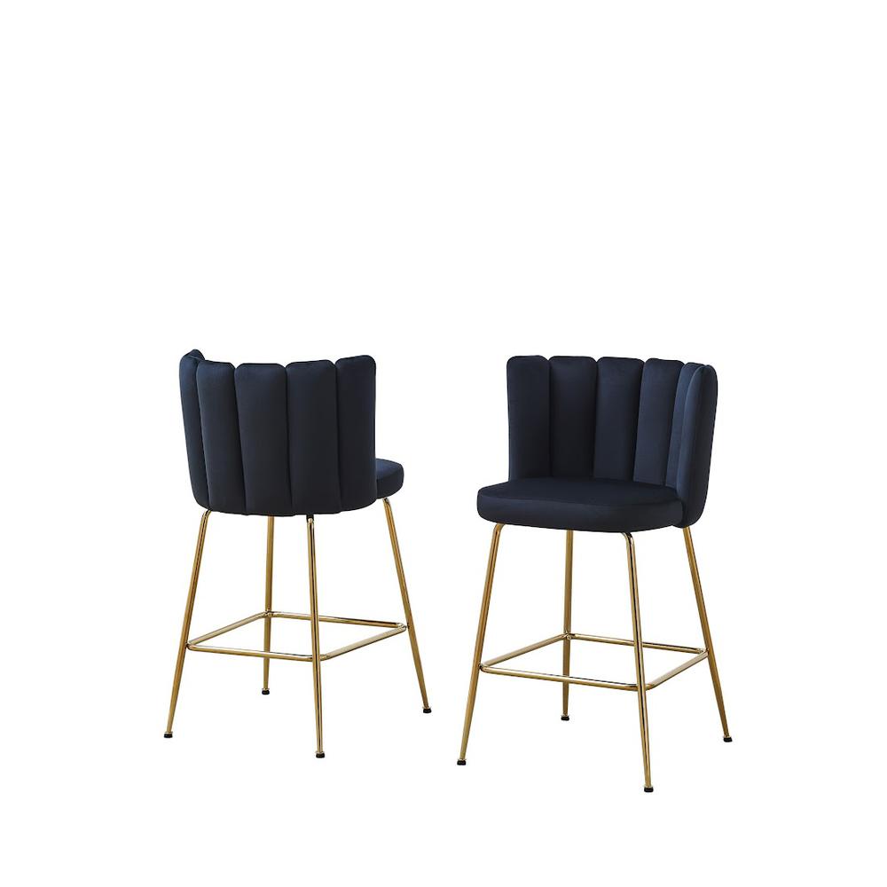 Omid Velour Dining Chair Black, Gold Leg (Set of 2). Picture 7