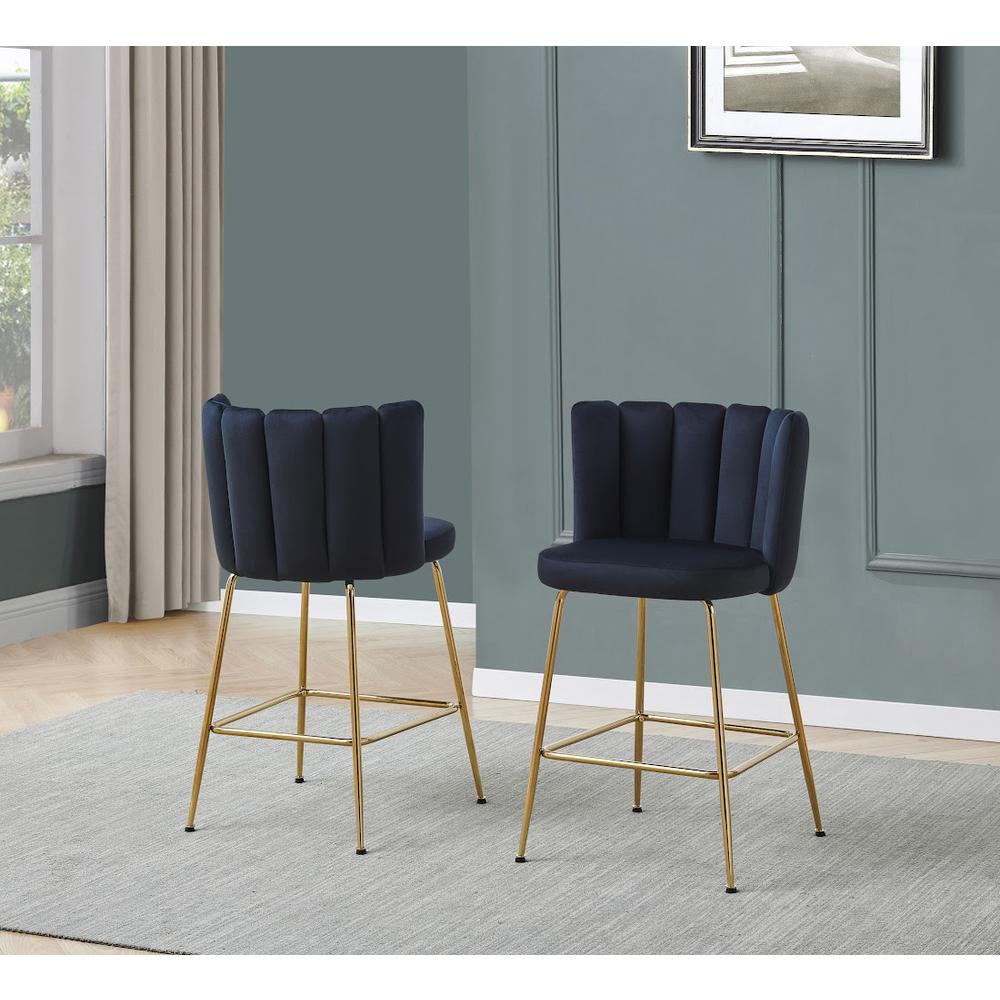 Omid Velour Dining Chair Black, Gold Leg (Set of 2). Picture 9