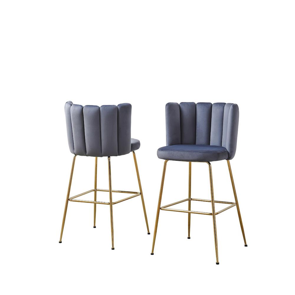Omid Velour Dining Chair Grey, Gold Leg (Set of 2). Picture 5