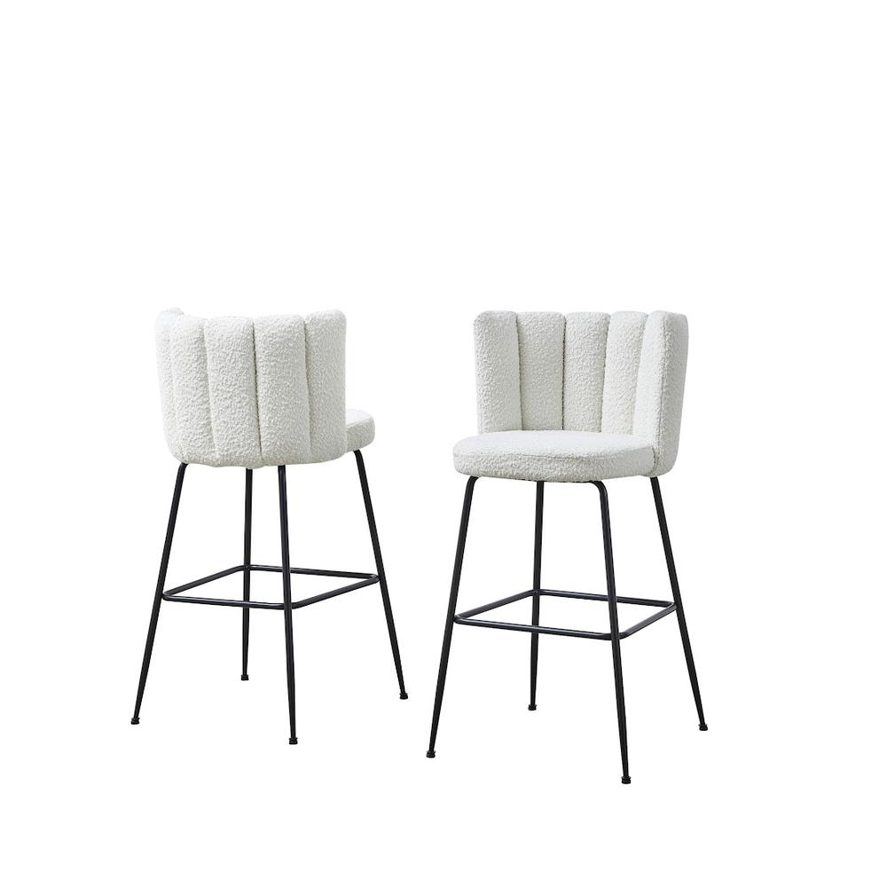 Omid Boucle Fabric Dining Chair Cream, Black Leg (Set of 2). Picture 5