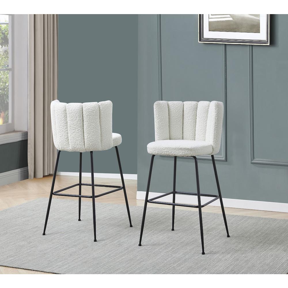 Omid Boucle Fabric Dining Chair Cream, Black Leg (Set of 2). Picture 7
