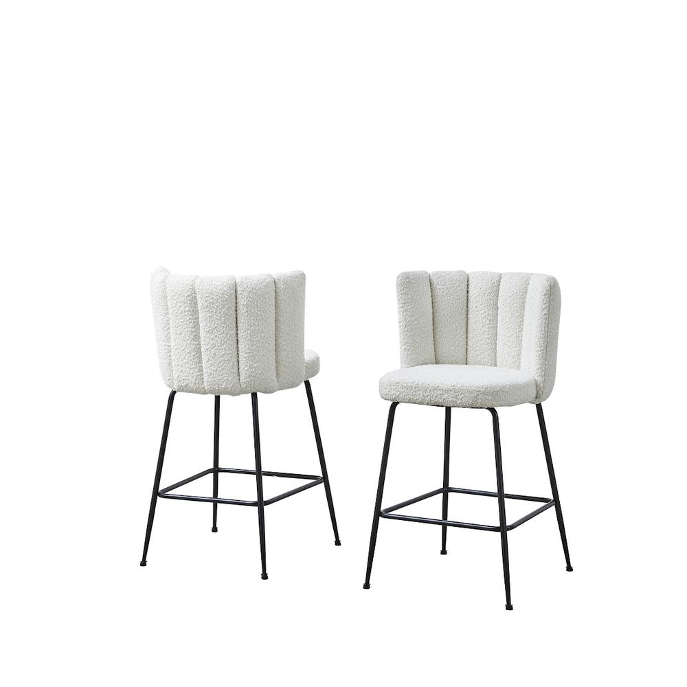 Omid Boucle Fabric Dining Chair Cream, Black Leg (Set of 2). Picture 1