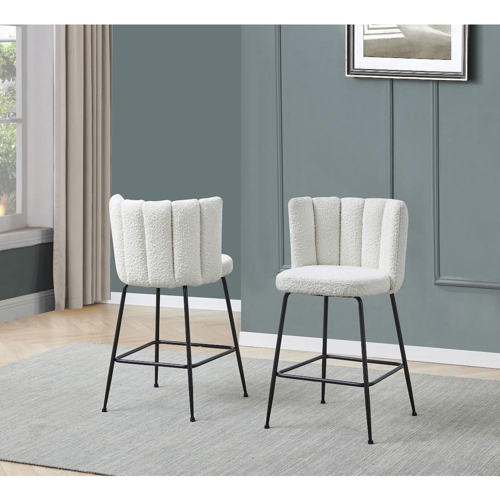 Omid Boucle Fabric Dining Chair Cream, Black Leg (Set of 2). Picture 9