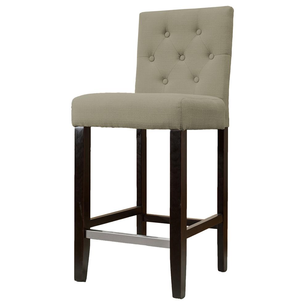Best Master Kimberly 29" Fabric Upholstered Bar Stool in Beige (Set of 2). Picture 1