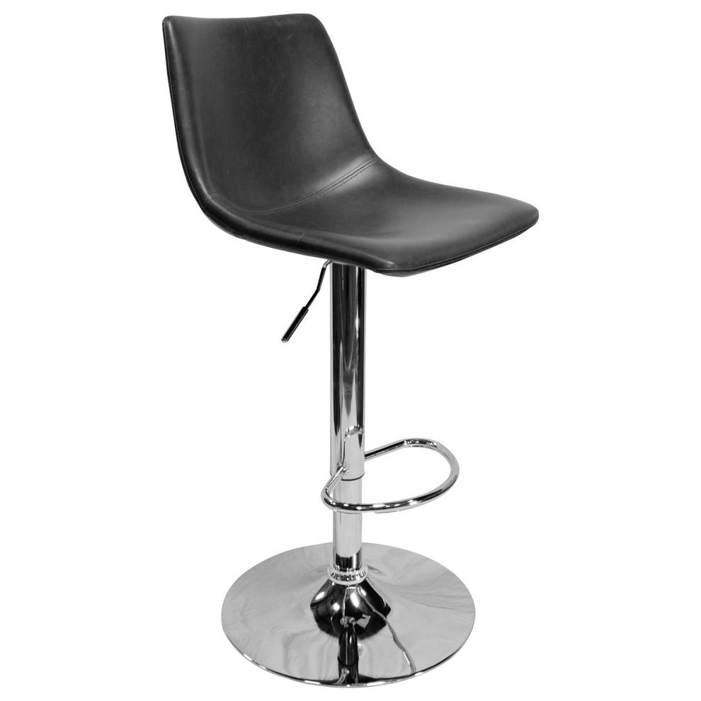 Best Master Jimmy Dean Faux Leather Adjustable Swivel Bar Stool Gray (Set of 2). Picture 3