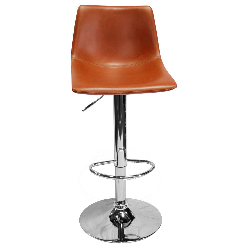 Best Master Jimmy Dean Faux Leather Adjustable Swivel Bar Stool Tan (Set of 2). Picture 3
