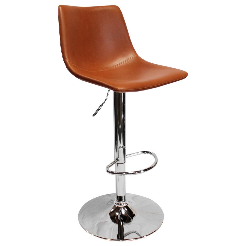 Best Master Jimmy Dean Faux Leather Adjustable Swivel Bar Stool Tan (Set of 2). Picture 4