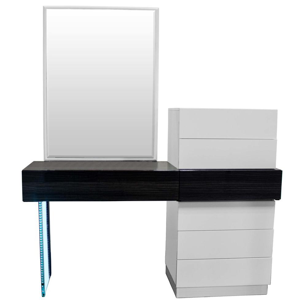 Best Master Ireland 2-Piece Wood & Glass Dresser With Mirror Set in White/Gray. Picture 1