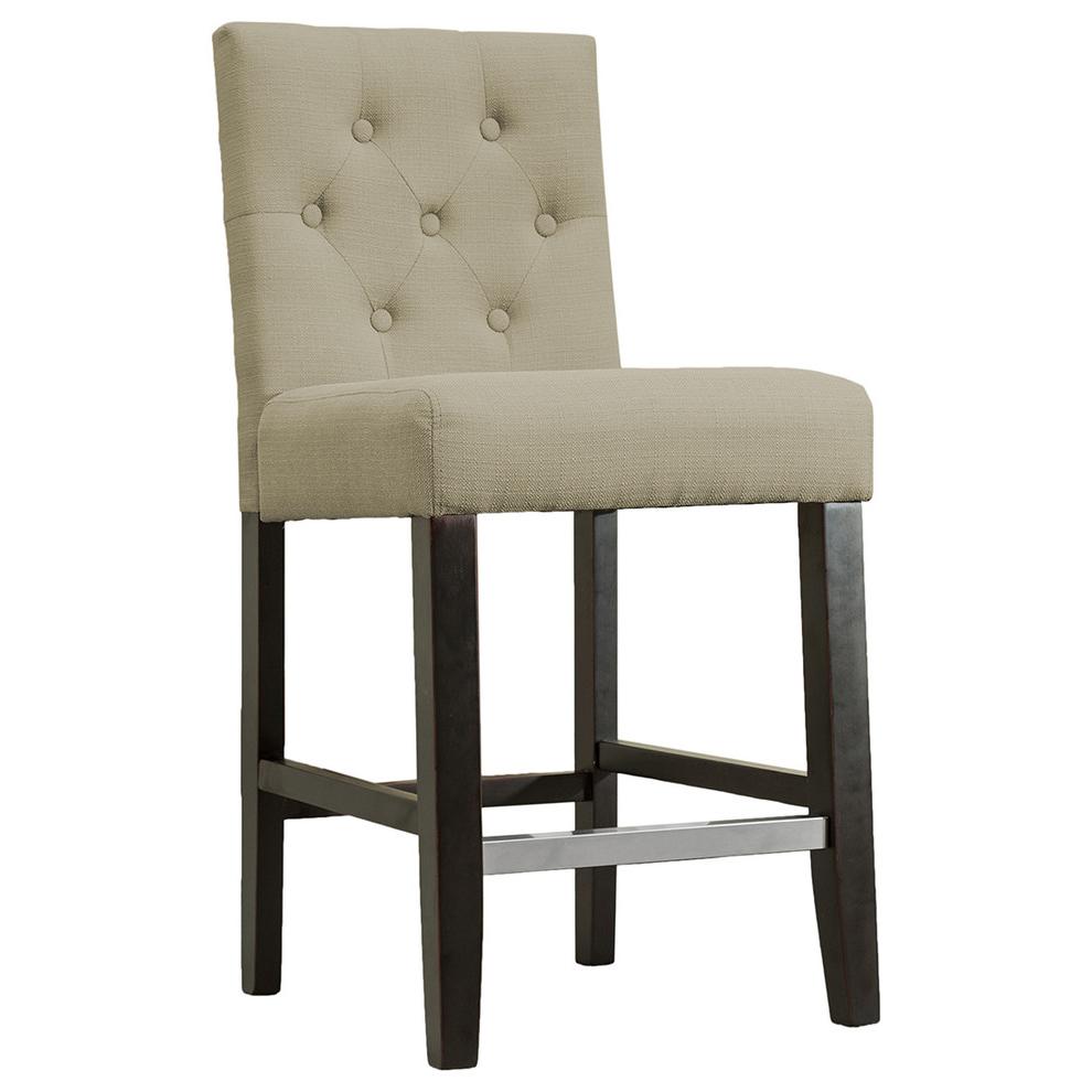 Best Master Kimberly 24" Fabric Upholstered Bar Stool in Beige (Set of 2). The main picture.