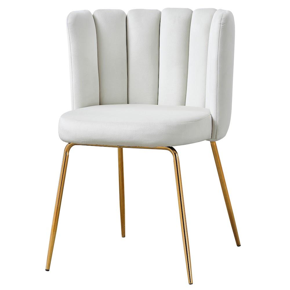 Omid Velour Dining Chair Cream, Gold Leg (Set of 2). Picture 3