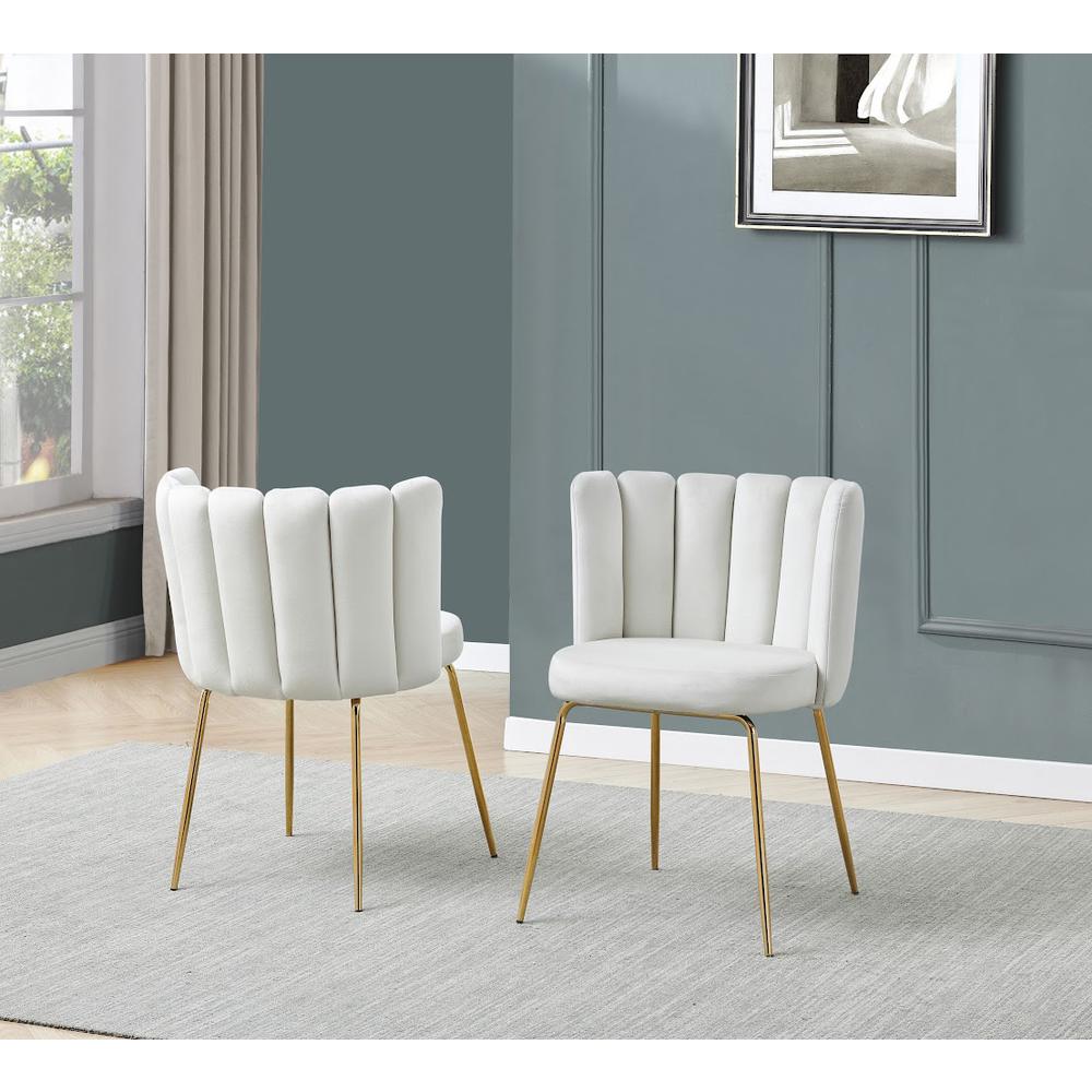 Omid Velour Dining Chair Cream, Gold Leg (Set of 2). Picture 4