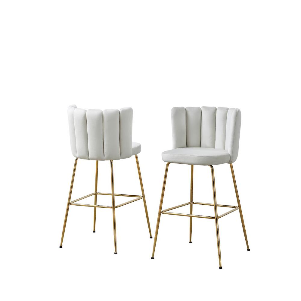 Omid Velour Dining Chair Cream, Gold Leg (Set of 2). Picture 5