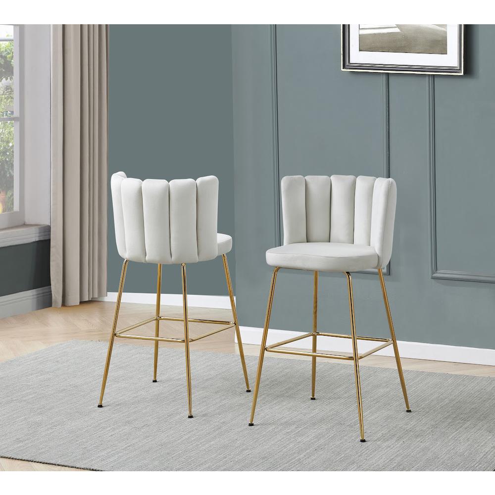 Omid Velour Dining Chair Cream, Gold Leg (Set of 2). Picture 7
