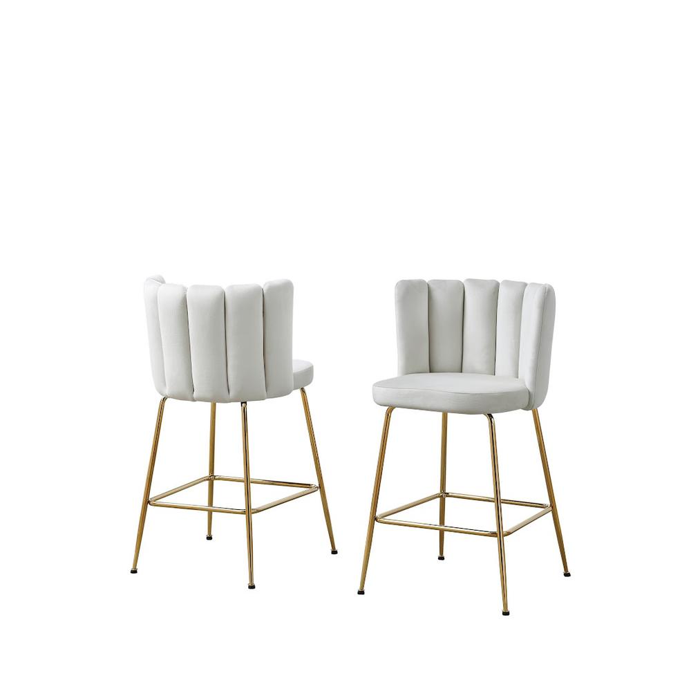 Omid Velour Dining Chair Cream, Gold Leg (Set of 2). Picture 1