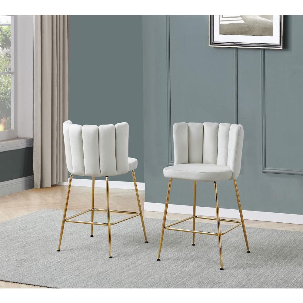 Omid Velour Dining Chair Cream, Gold Leg (Set of 2). Picture 9
