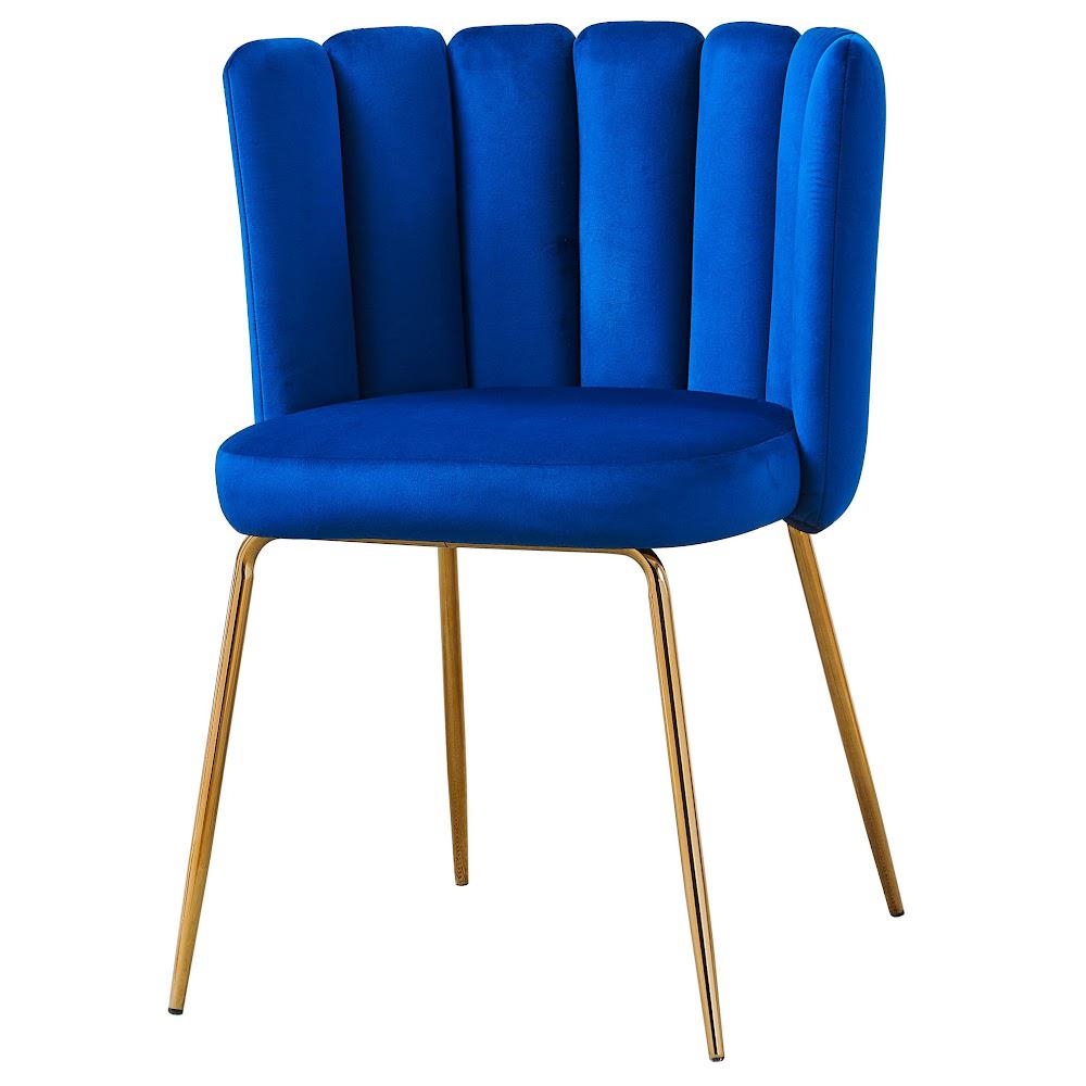 Omid Velour Dining Chair Blue, Gold Leg (Set of 2). Picture 3