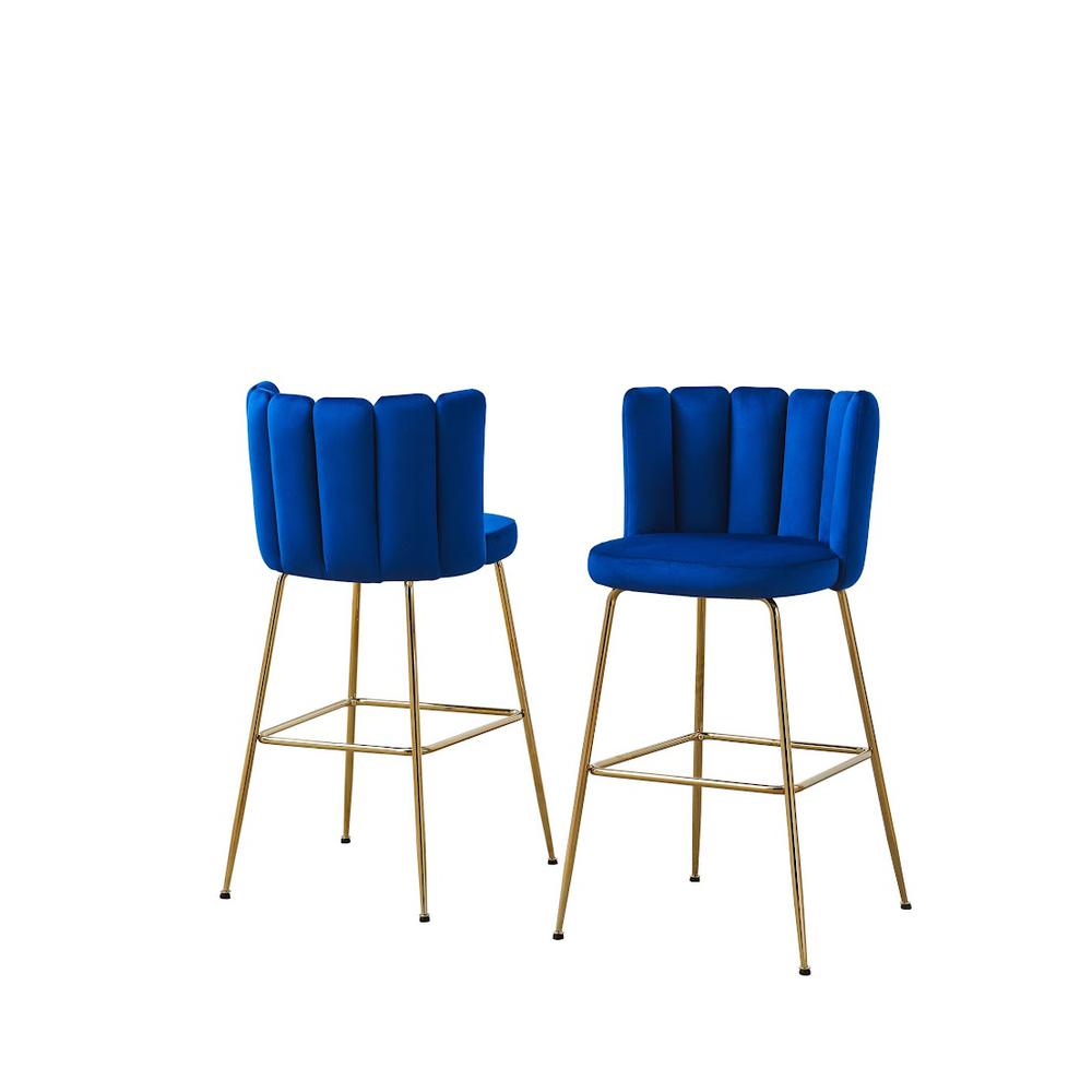 Omid Velour Dining Chair Blue, Gold Leg (Set of 2). Picture 5