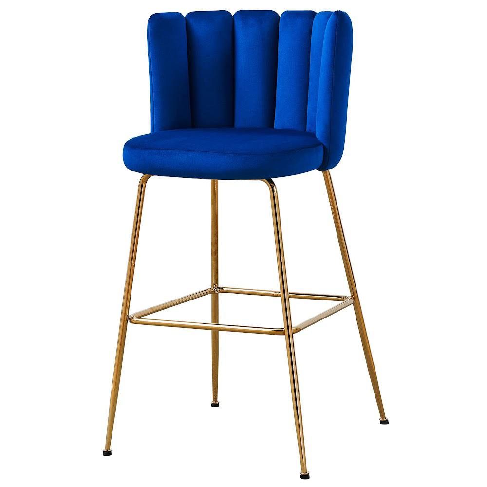 Omid Velour Dining Chair Blue, Gold Leg (Set of 2). Picture 6