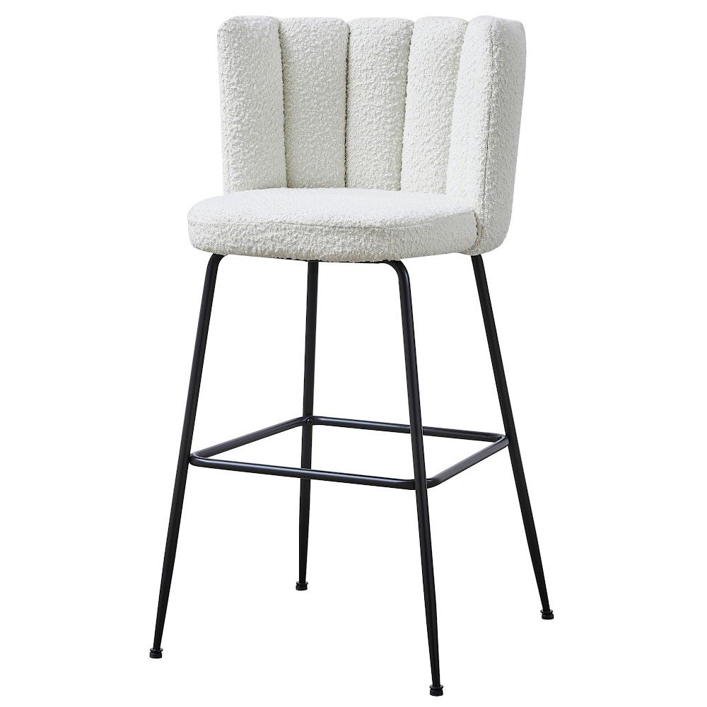 Omid Boucle Fabric Bar Chair Cream, Black Leg (Set of 2). Picture 2