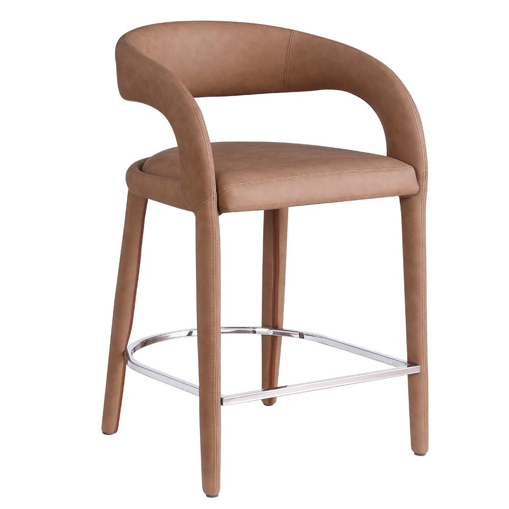 Marcus Brown PU Leather Counter Height Stool, Set of 1. Picture 1