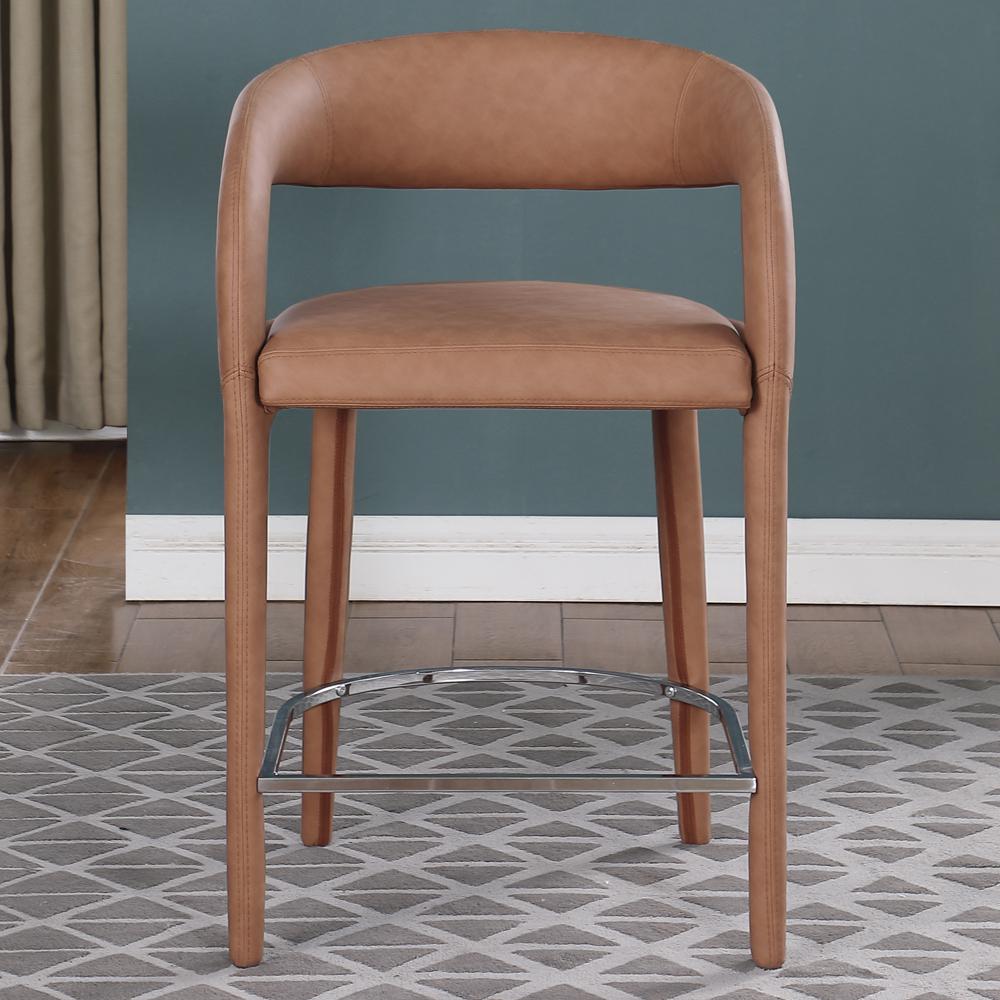 Marcus Brown PU Leather Counter Height Stool, Set of 1. Picture 3
