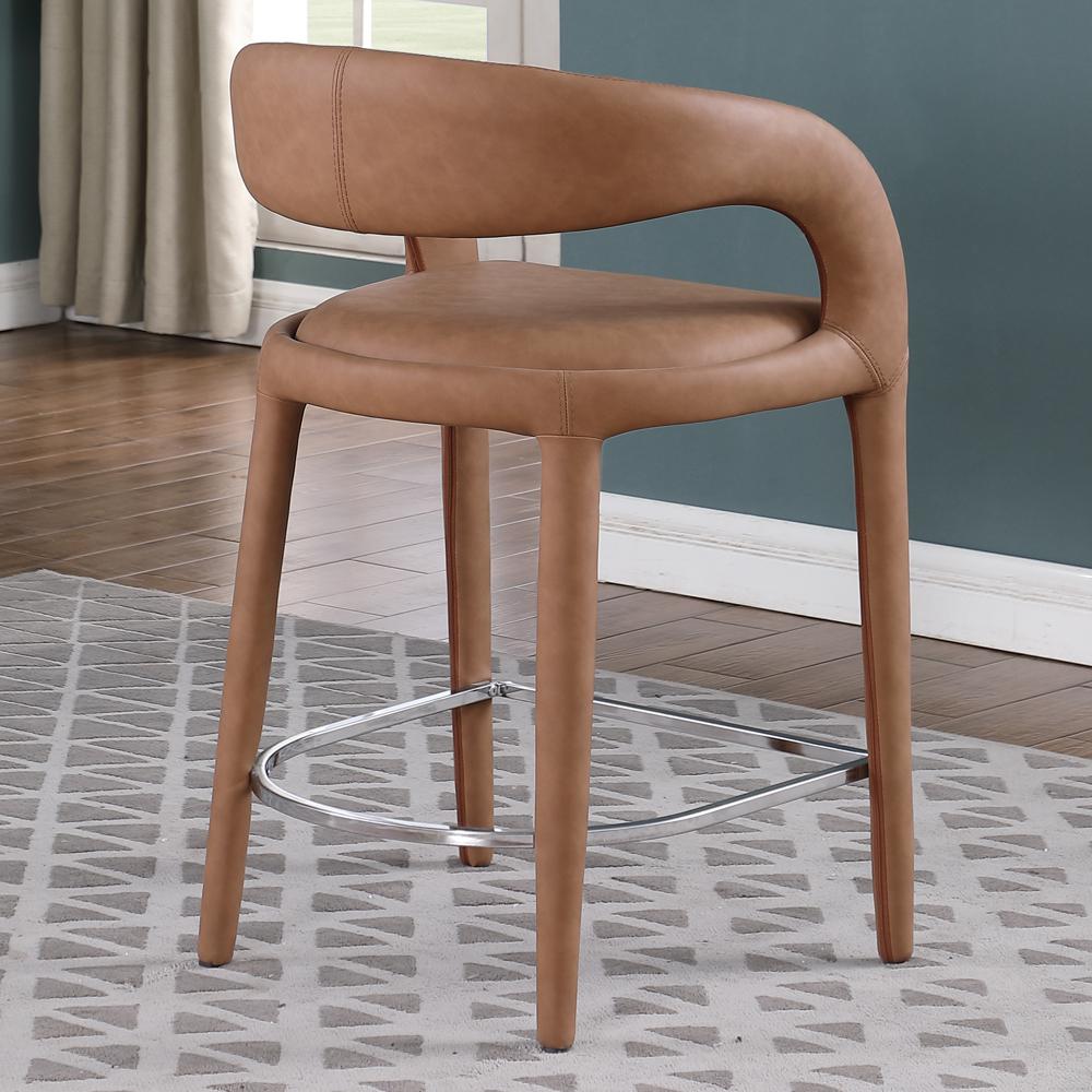 Marcus Brown PU Leather Counter Height Stool, Set of 1. Picture 4
