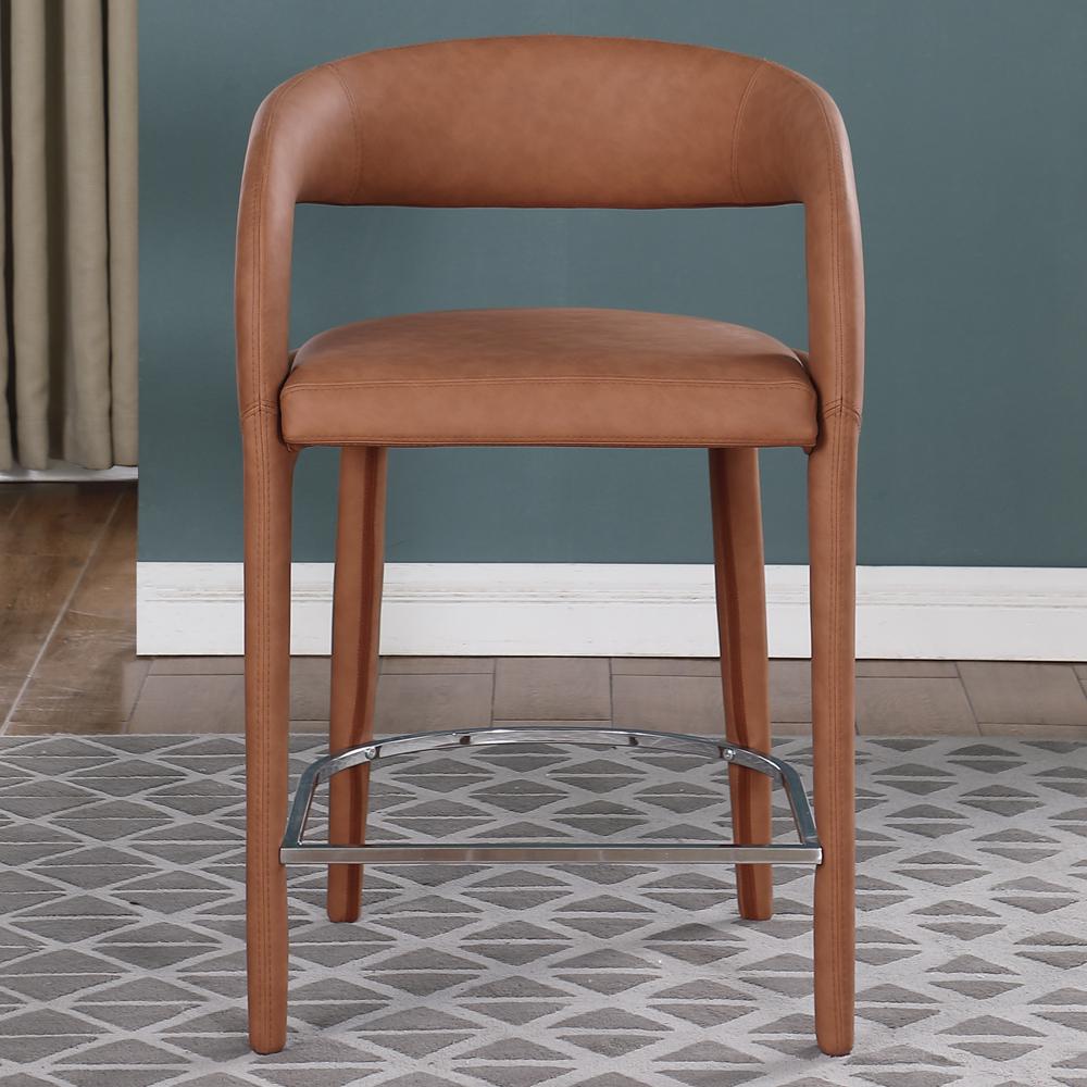 Marcus Cognac PU Leather Counter Height Stool, Set of 1. Picture 3