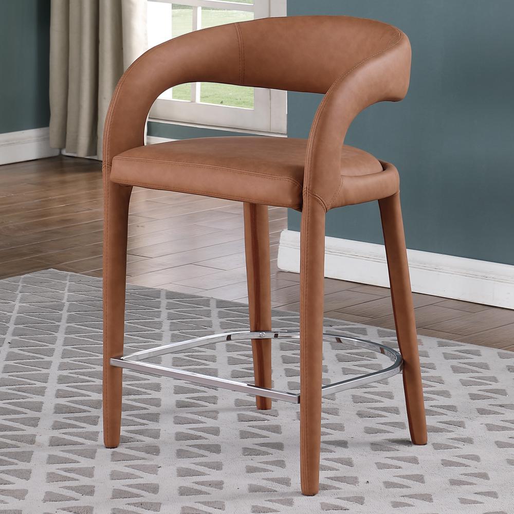 Marcus Cognac PU Leather Counter Height Stool, Set of 1. Picture 5