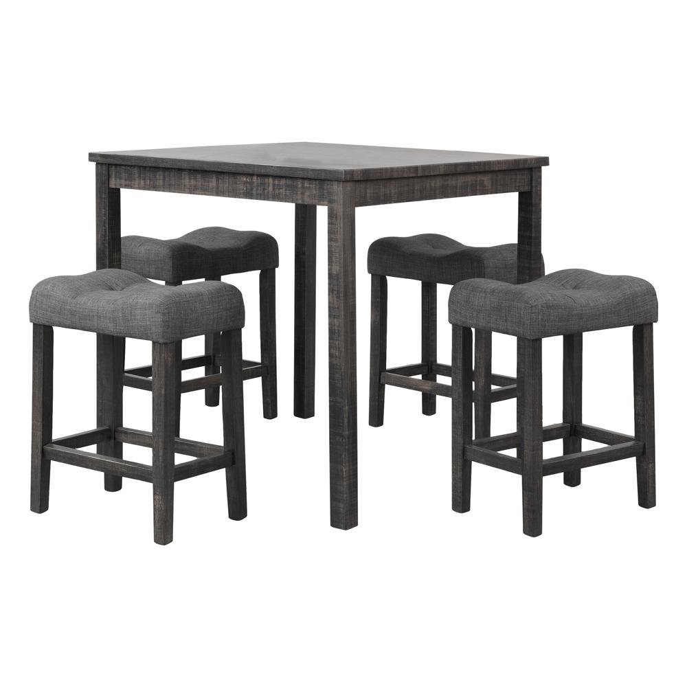 Vitalita 5-piece Black Charcoal Square Counter Height Set. Picture 1