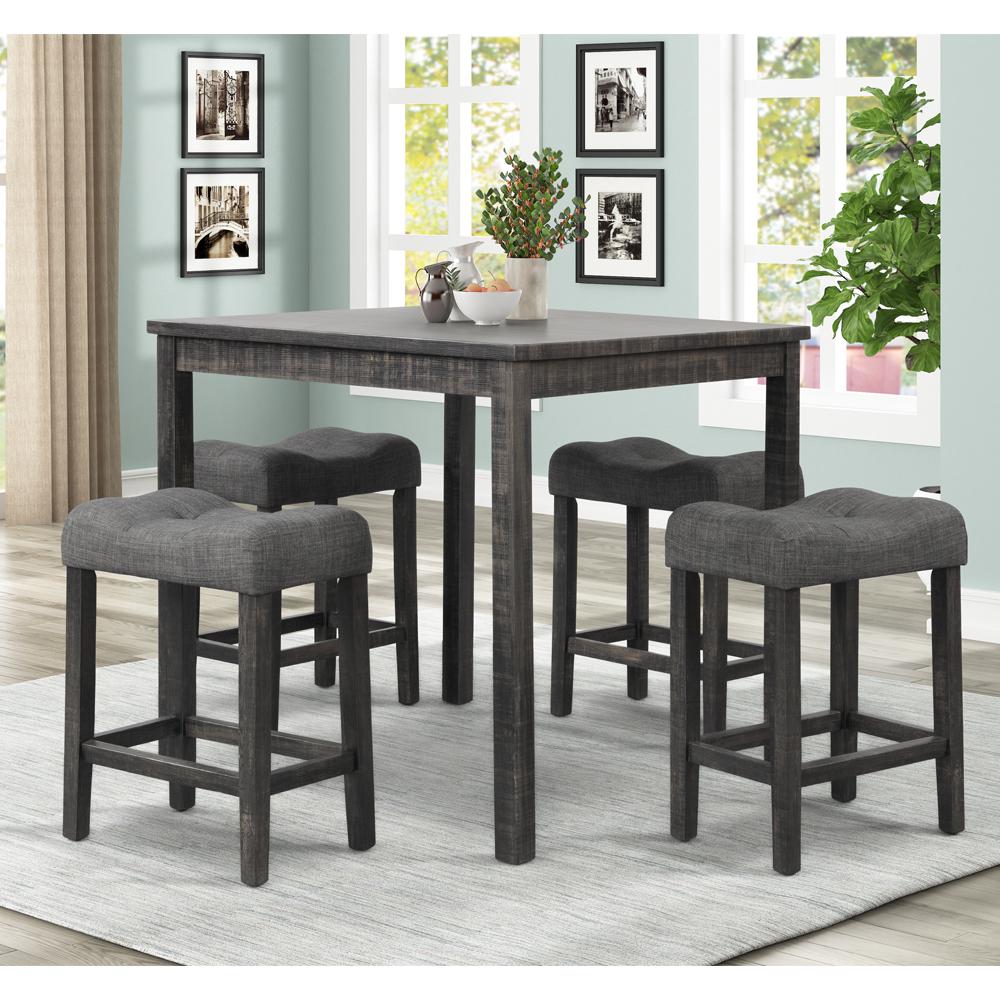 Vitalita 5-piece Black Charcoal Square Counter Height Set. Picture 7
