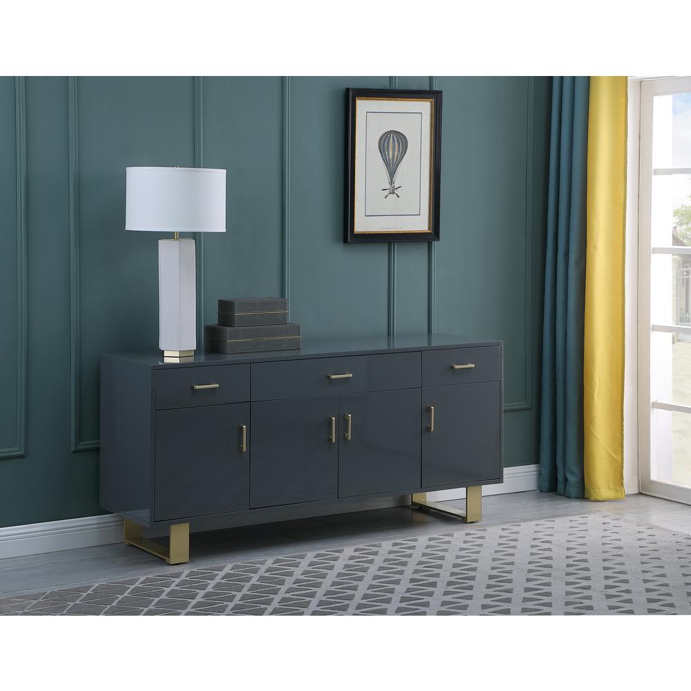 Tyrion Gray Lacquer Sideboard with Gold Accents. Picture 2