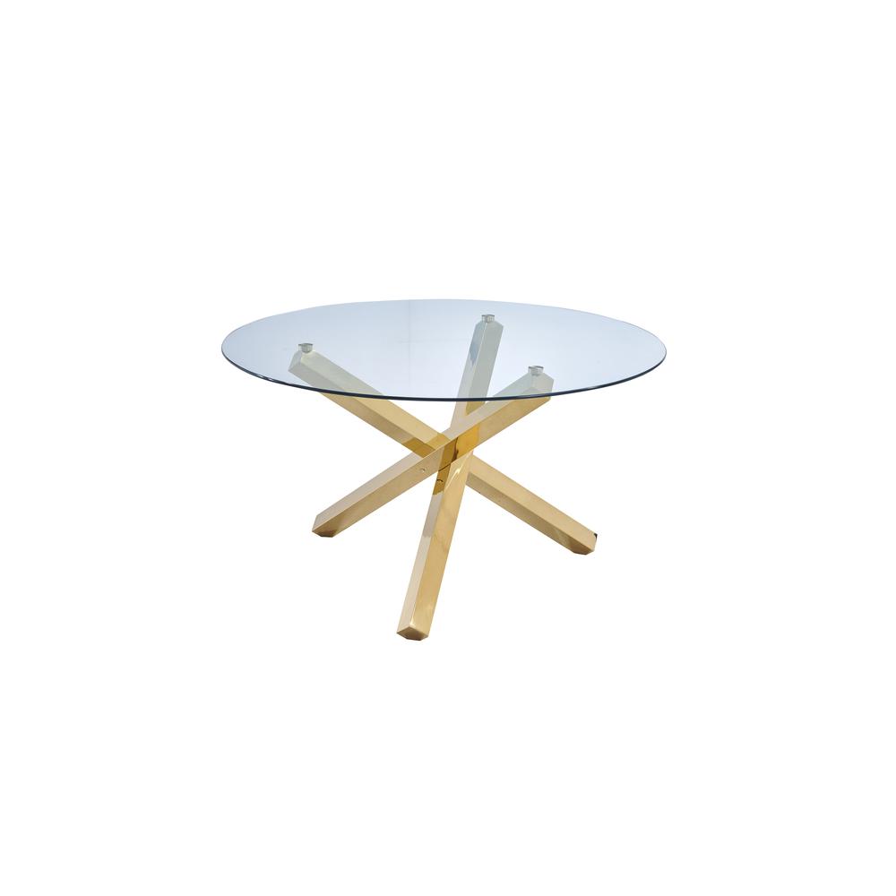 Best Master Furniture Tracy 54" Round Tempered Glass Dining Table in Gold. Picture 1
