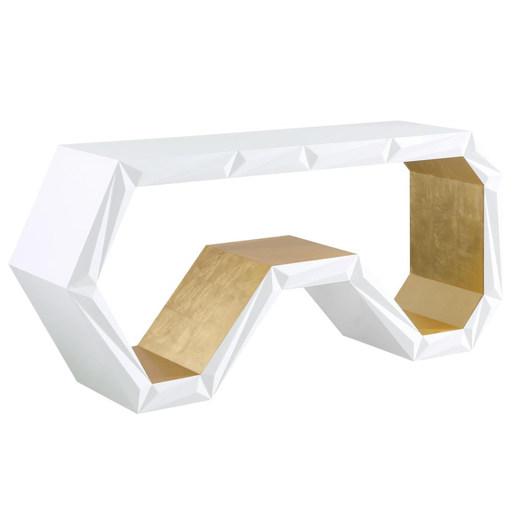 Masaru White with Gold Accent Console Table. Picture 1