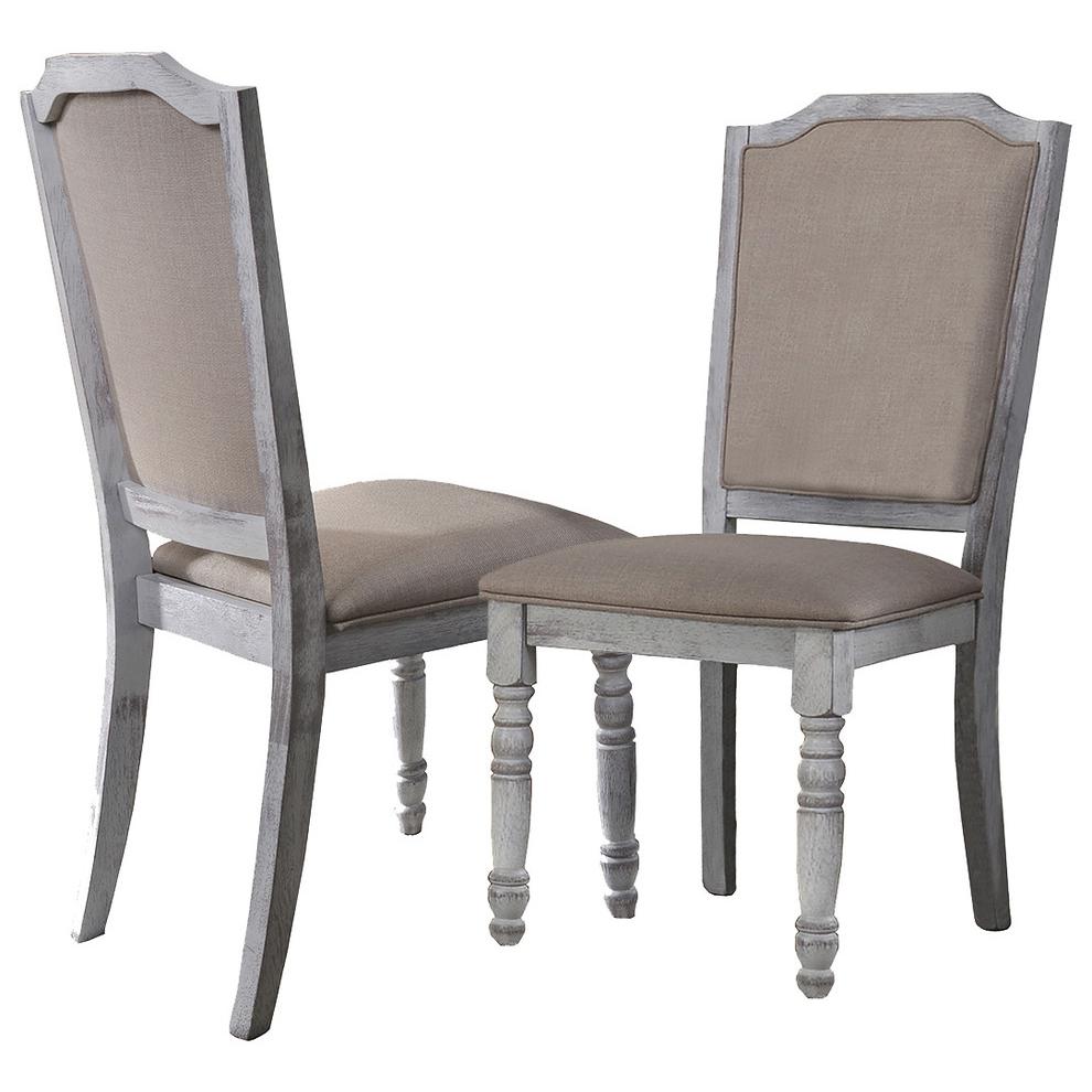 Karen Rustic White Farmhouse Style Dining Chairs, Set of 2. The main picture.