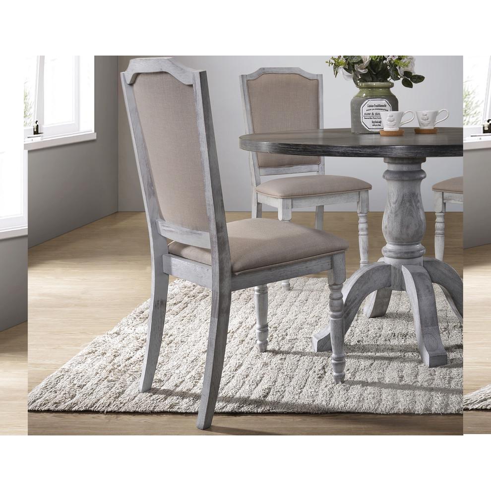 Karen Rustic White Farmhouse Style Dining Chairs, Set of 2. Picture 2