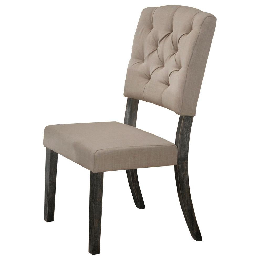 Best Master Katrina Fabric Upholstered Dining Chair in Weathered Gray (Set of 2). Picture 1