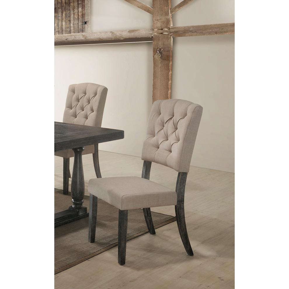 Best Master Katrina Fabric Upholstered Dining Chair in Weathered Gray (Set of 2). Picture 3