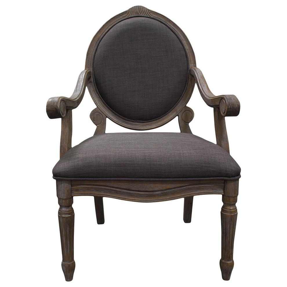 Best Master Khloe 3-Piece Birch Wood Accent Chair and Table Set in Antique Gray. Picture 2