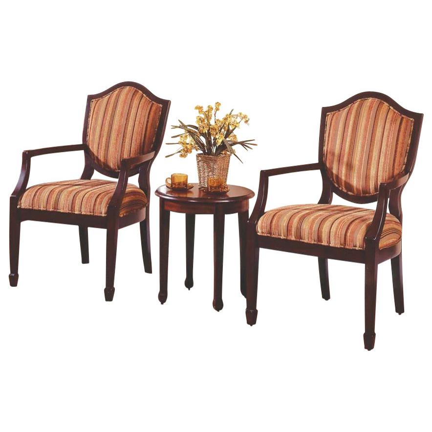 Best Master 3-Piece Traditional Fabric Upholstered Living Room Set in Walnut. Picture 1