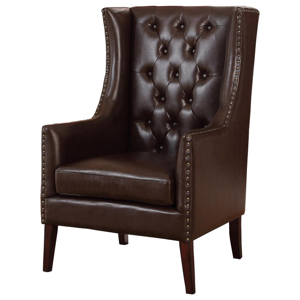 Best Master Executive Traditional Faux Leather Accent Arm Chair in Brown. Picture 1