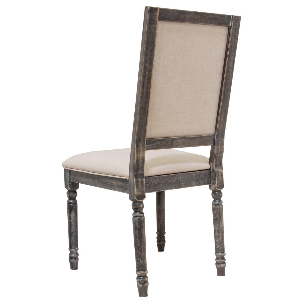 Best Master Solid Wood and Fabric Dining Chair in Rustic Smoked Gray (Set of 2). Picture 2