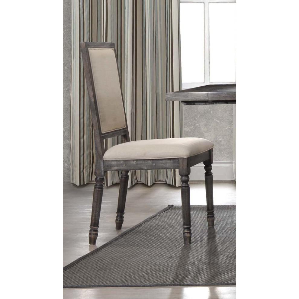 Best Master Solid Wood and Fabric Dining Chair in Rustic Smoked Gray (Set of 2). Picture 3
