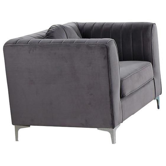 Best Master Carlise Velour Fabric Upholstered Living Room Accent Chair in Gray. Picture 1