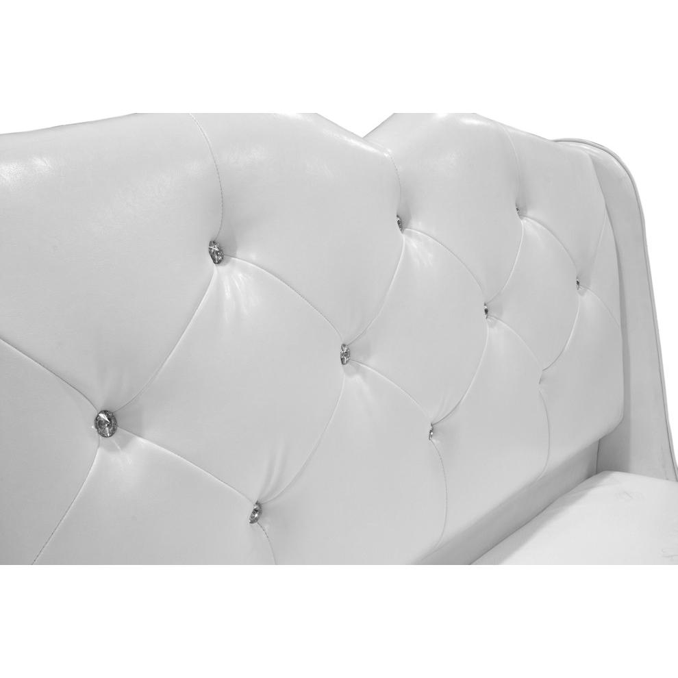 Best Master Madrid Leather- Like Fabric Cal King Platform Bed in Off White. Picture 3