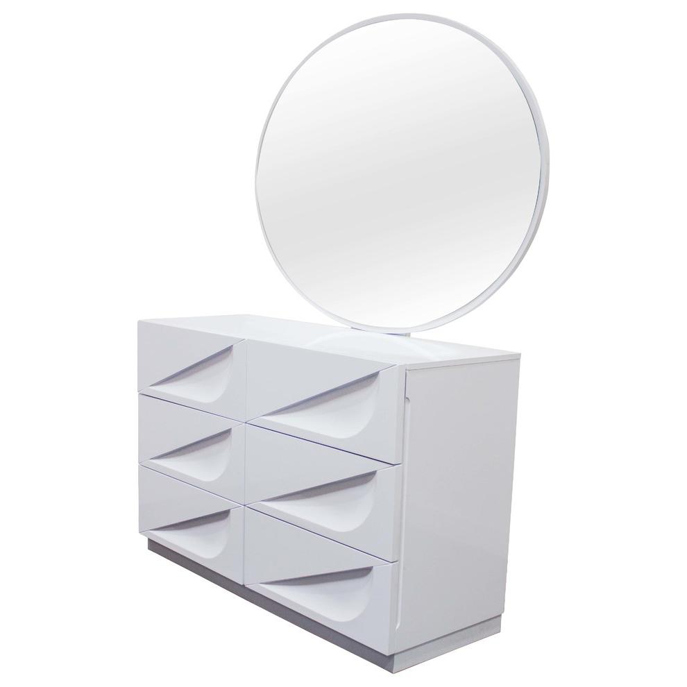Best Master Madrid 2-Piece Poplar Wood Dresser and Mirror Set in Off White. Picture 1