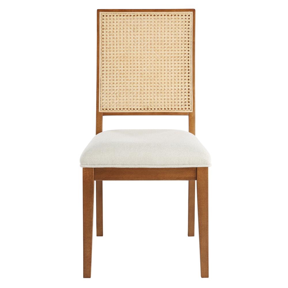 Kassy Cream with Walnut Rattan Dining Chair, Set of 2. Picture 1