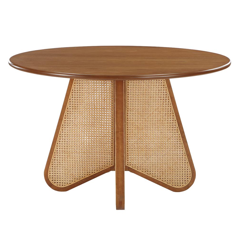 Kassy Cream with Walnut Rattan Dining Table. Picture 4