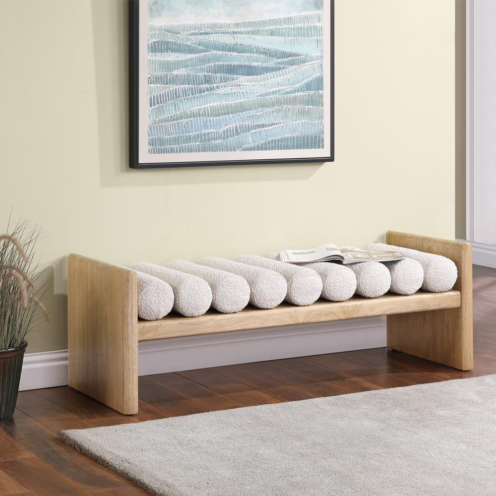 Dagni Cream with Natural Wire Wood 52" Accent Bench. Picture 6