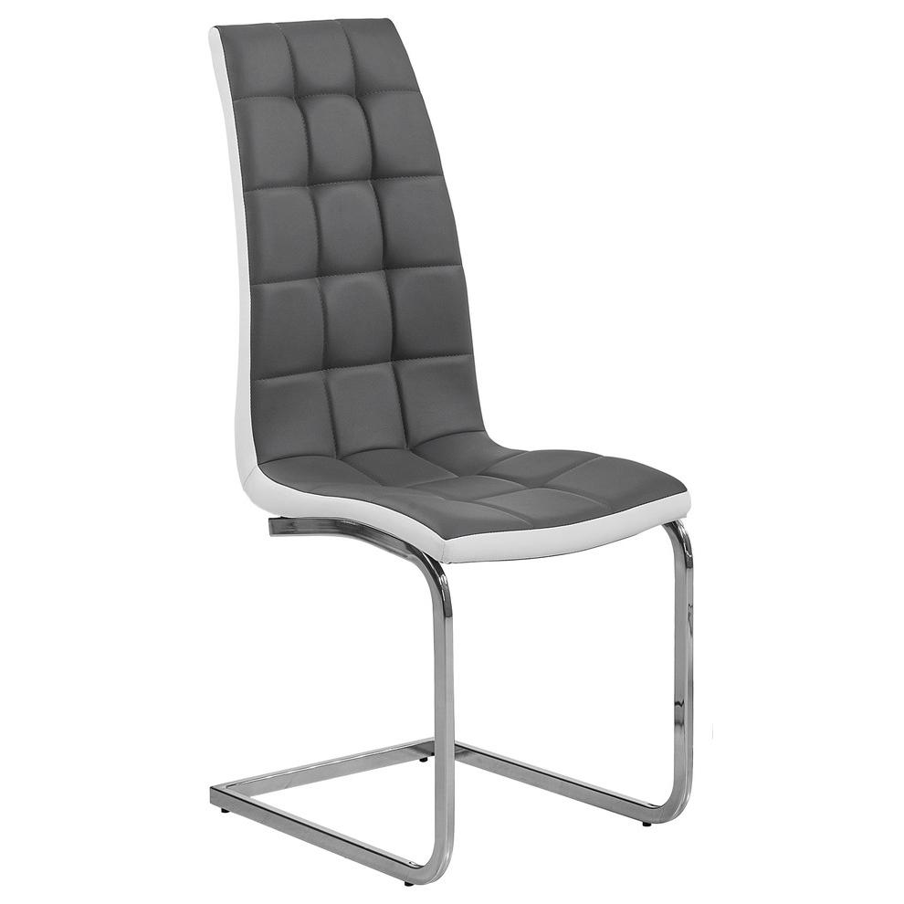 Best Master Marilyn Faux Leather Dining Side Chair in Gray (Set of 2). The main picture.