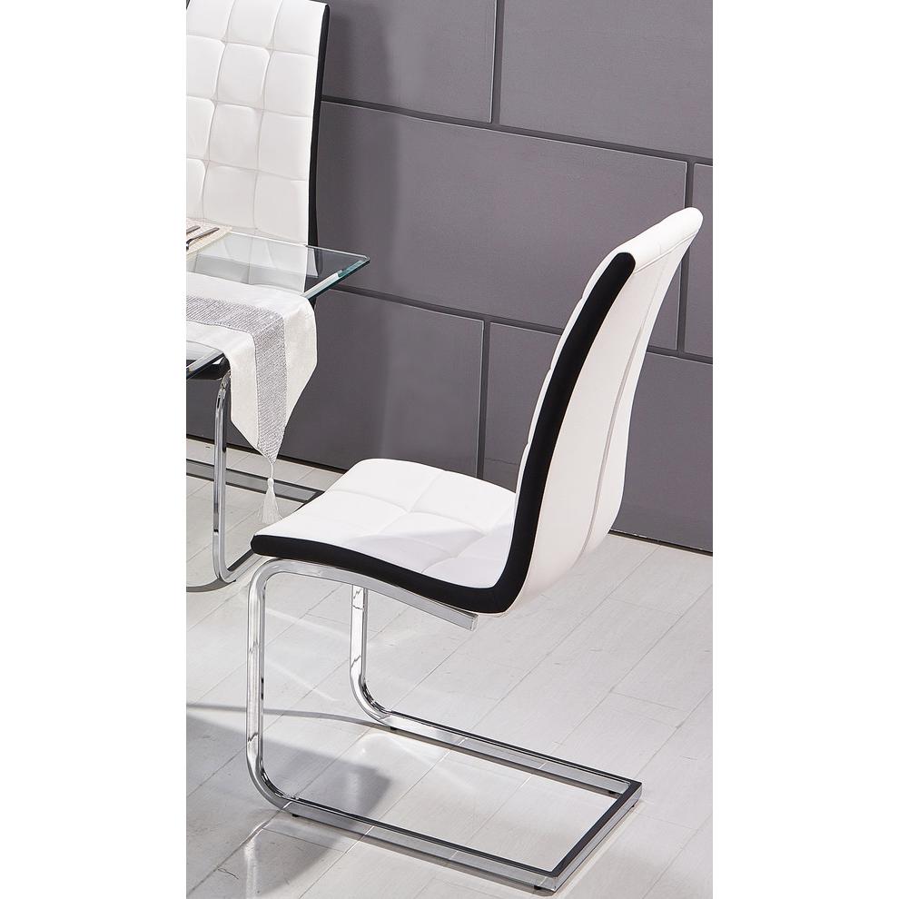 Best Master Marilyn Faux Leather Dining Side Chair in White (Set of 2). Picture 2